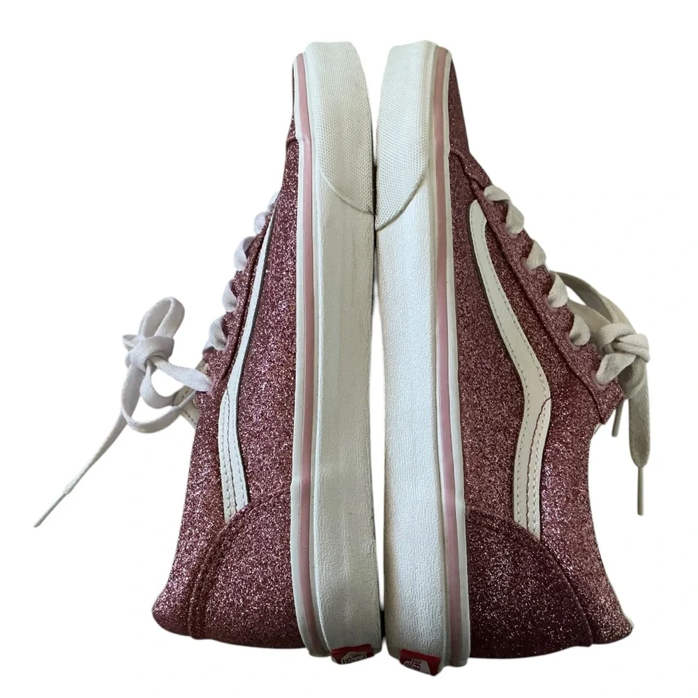 Vans old school pink glitter trainers lace up women’s tennis shoes size 6.5